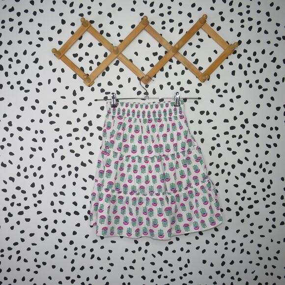 Crewcuts White Floral Print Smocked Waist Tiered Girls Skort - Picture 3 of 7